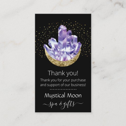 アメジストクリスタルクレセント月お客様ありがとう 名刺 (正面)