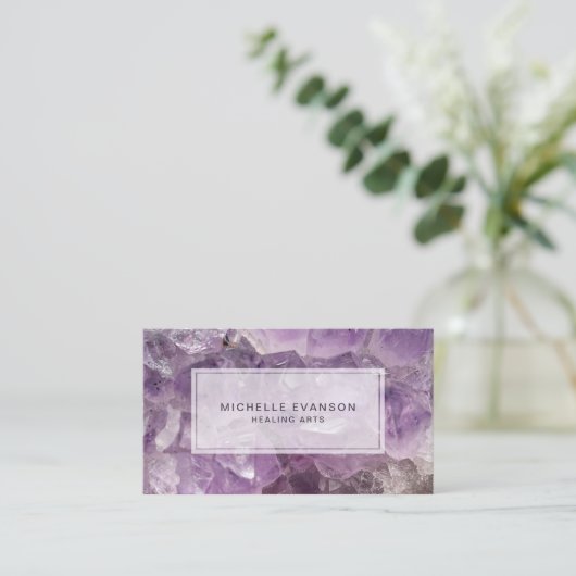 アメジストクリスタルヒーリングアーツビジネスカード 名刺 (スタンド正面)