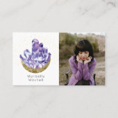 アメジストクリスタル三日月神秘的な写真 名刺 (正面)