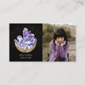 アメジストクリスタル三日月神秘的な写真 名刺 (正面)