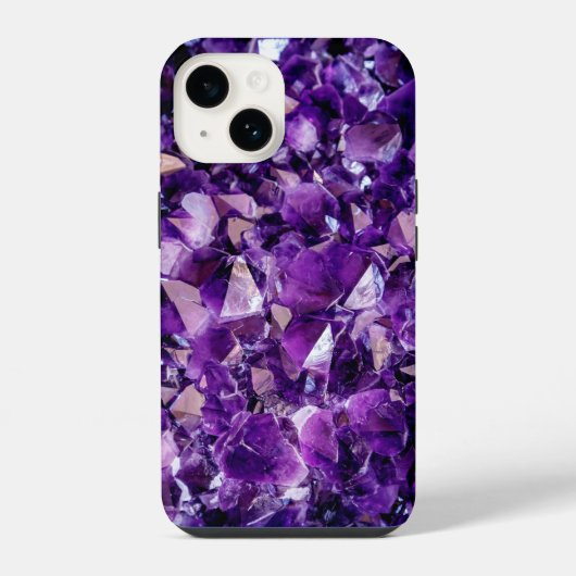 アメジストクリスタル宝石iPhoneケース iPhoneケース (裏面)