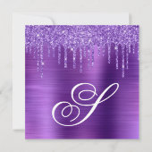 アメジストグリッタードリップスとフォイル40th誕生日 招待状 (裏面)