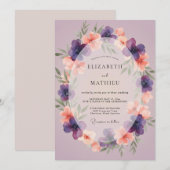 アメジストコーラルリースの結婚式 招待状 (正面/裏面)