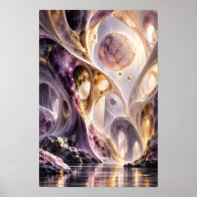 アメジストゴールドの天体アーチ超現実壁画