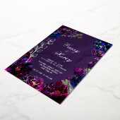 アメジストサファイアジュエリートーン結婚の名前 箔招待状 (回転した状態)