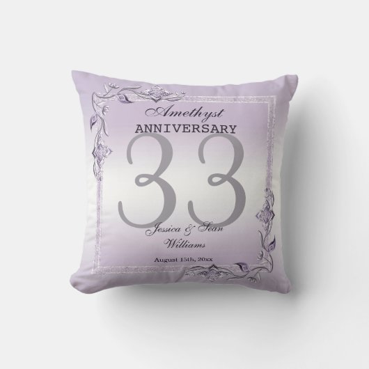 アメジストジェム&グリッター33結婚日 クッション (正面)