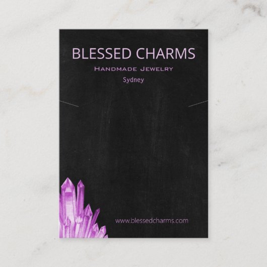 アメジストジプシーボホークリスタルペンダントホルダーディスプレイ 名刺 (正面)