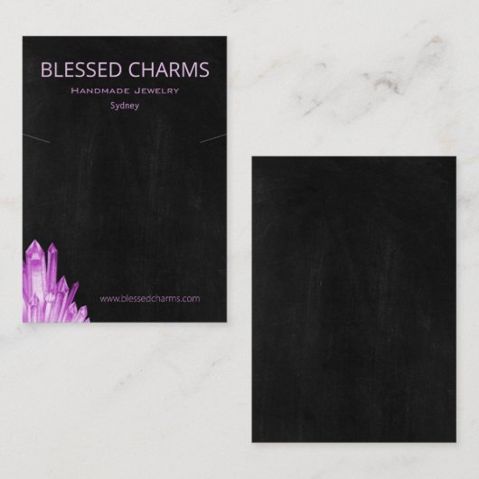 アメジストジプシーボホークリスタルペンダントホルダーディスプレイ 名刺 (正面/裏面)