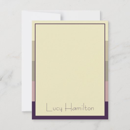 アメジストストーストライプムパーソナライズされた ノートカード (正面)