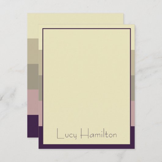 アメジストストーストライプムパーソナライズされた ノートカード (正面/裏面)