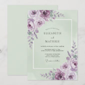 アメジストセージの芍薬の結婚式 招待状 (正面/裏面)