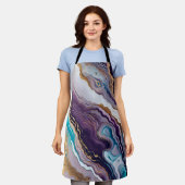 アメジストターコイズ抽象芸術 エプロン (着用した状態)