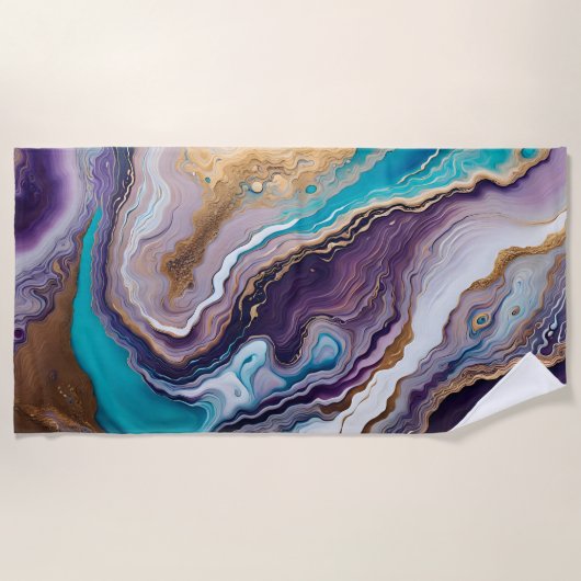 アメジストターコイズ抽象芸術 ビーチタオル (正面)