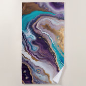 アメジストターコイズ抽象芸術 ビーチタオル (正面)