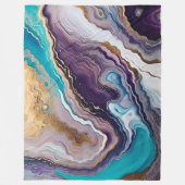 アメジストターコイズ抽象芸術 フリースブランケット (正面)