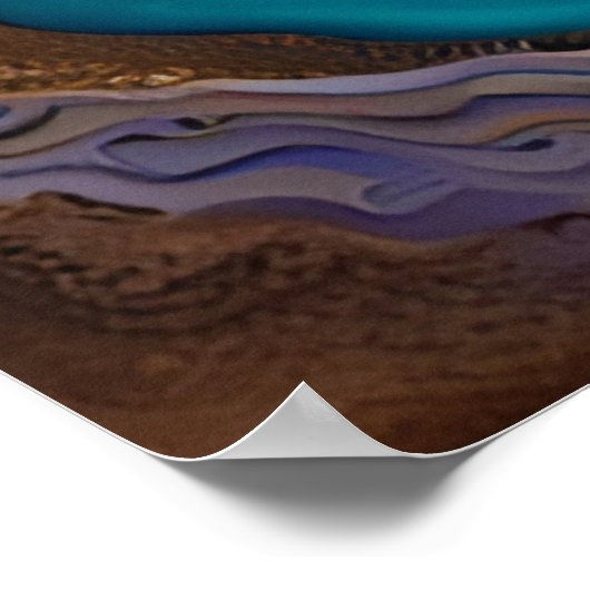 アメジストターコイズ金ゴールド抽象芸術 ポスター (角)