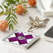 アメジストダイヤモンドアート、パープルキーチェーン キーホルダー (側面)