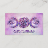 アメジストトリプルムーンペンタグラムウォーターカラーアート 名刺 (正面)