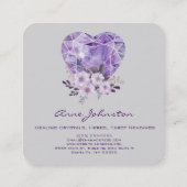アメジストハートとフラワーズスクエアビジネスカード スクエア名刺 (裏面)