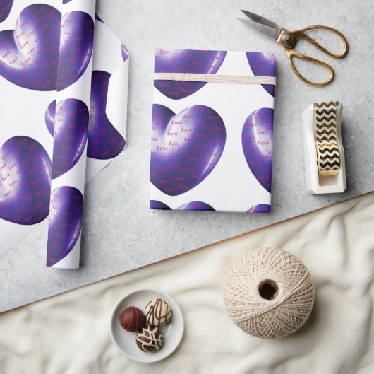 アメジストハートに愛が詰まっている ラッピングペーパー (クラフト)