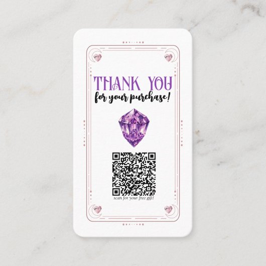 アメジストハートバラ水晶ソーシャルメディアQR 名刺 (正面)
