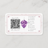 アメジストハートバラ水晶ソーシャルメディアQR 名刺 (裏面)