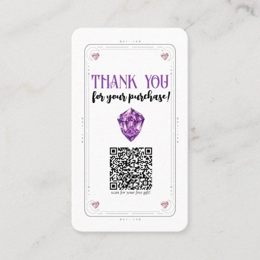 アメジストハートバラ水晶ソーシャルメディアQR 名刺 (正面)