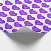アメジストハート水彩画の模様パープルホワイト ラッピングペーパー (角)