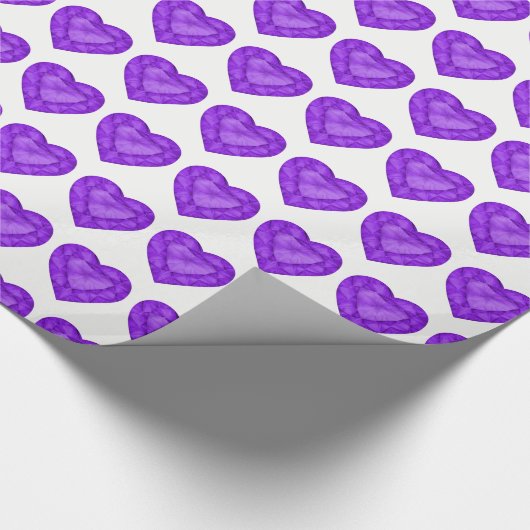 アメジストハート水彩画の模様パープルホワイト ラッピングペーパー (角)