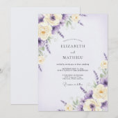 アメジストバイオレットの野生の花の結婚式 招待状 (正面/裏面)