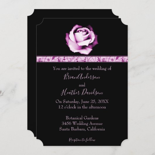 アメジストバラ結婚式招待状 招待状 (正面/裏面)