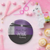 アメジストパープエレガントル&ブラック誕生日 ペーパープレート (パーティー)