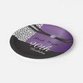 アメジストパープエレガントル&ブラック誕生日 ペーパープレート (アングル)