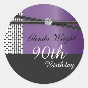 アメジストパープエレガントル&ブラック誕生日 ラウンドシール