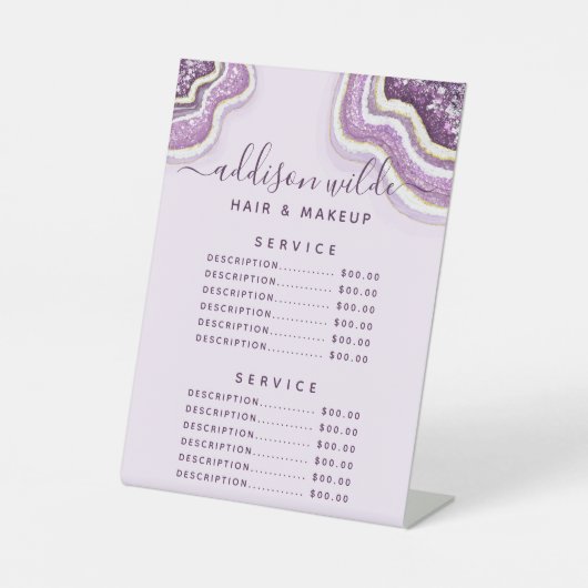 アメジストパープルグリッターゲートGeodeサービス価格 台座サイン (正面)