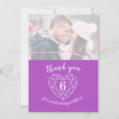 アメジストパープルハート記念日6年写真 サンキューカード (正面)