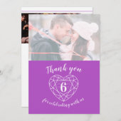 アメジストパープルハート記念日6年写真 サンキューカード (正面/裏面)
