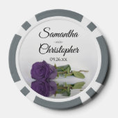 アメジストパープルバラカップルの名前結婚&日付 ポーカーチップ (裏面)