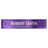 アメジストパープルフェイクブラシ付き金属箔 デスクネームプレート (正面)