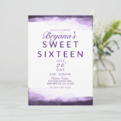 アメジストパープルプラムモダンシック甘い16パーティー 招待状 (スタンド正面)