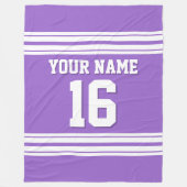 アメジストパープルホワイトスポーツジャージ フリースブランケット (正面)