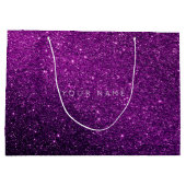 アメジストパープルホワイトプラムグリッターお気に入りギフトスター ラージペーパーバッグ (裏面)