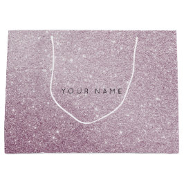 アメジストパープルホワイトプラムグリッター抱き枕 ラージペーパーバッグ