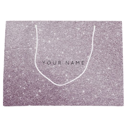 アメジストパープルホワイトプラムグリッター抱き枕 ラージペーパーバッグ (正面)