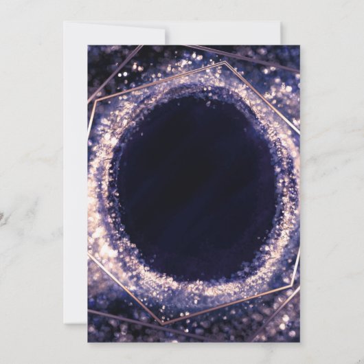 アメジストパープルモダン抽象芸術グラムスウィート16 招待状 (裏面)