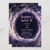 アメジストパープルモダン抽象芸術グラムスウィート16 招待状 (正面/裏面)