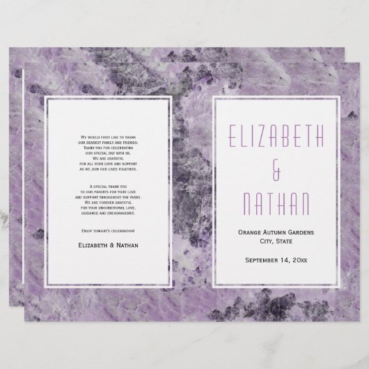 アメジストパープル大理石モダン結婚式 (正面/裏面)