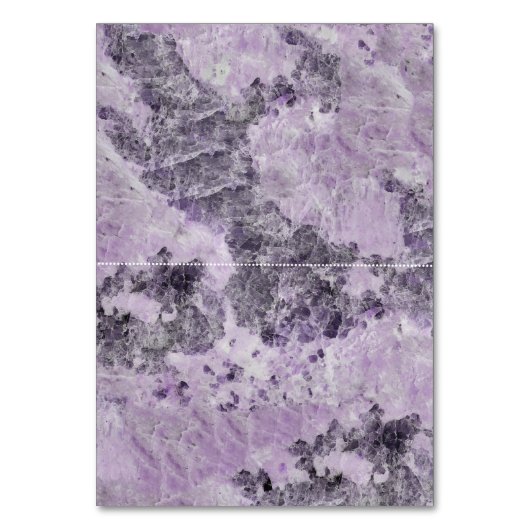 アメジストパープル結婚の折り畳まれたエスコートカード テーブルナンバー (裏面)