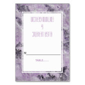 アメジストパープル結婚の折り畳まれたエスコートカード テーブルナンバー (正面)