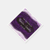 アメジストパープル&シルバーゲード結婚ズモノグラム スタンダードカクテルナプキン (角)